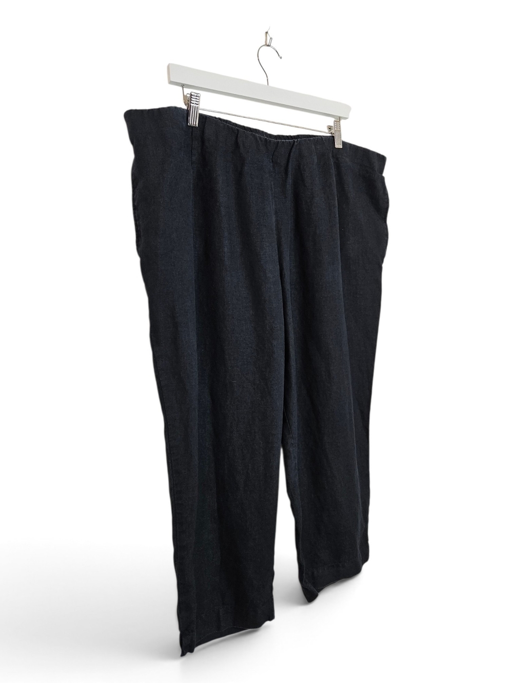 J.Jill Pure Jill Linen Cropped Pants 2X Pull On Lagenlook Coastal Black